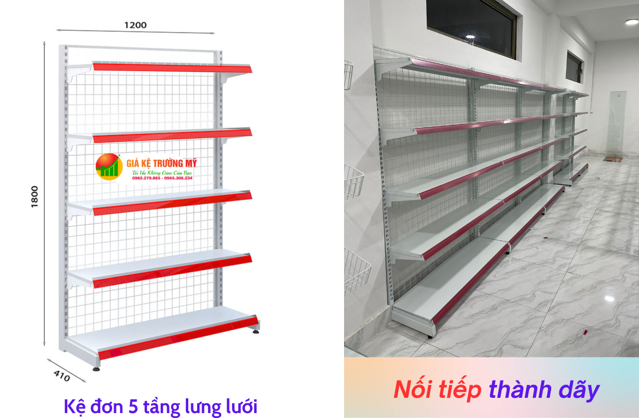 Giá kệ trưng bày đơn 5 tầng c1800xd1200